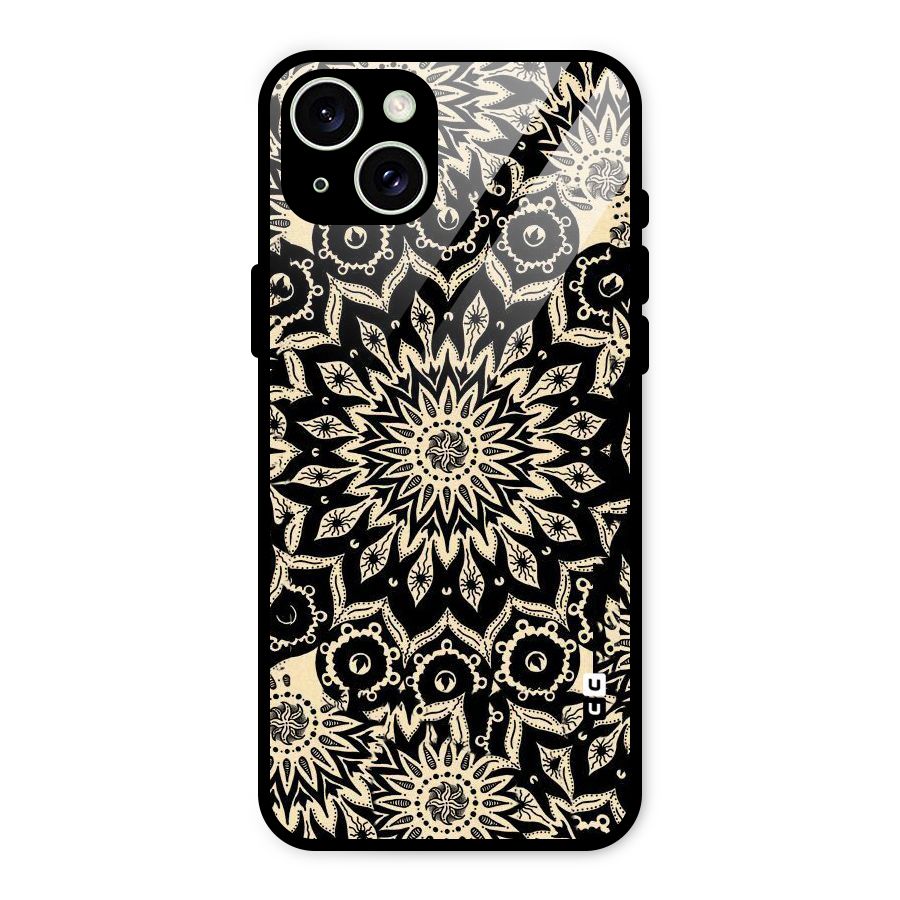 Golden Mandala Glass Back Case for iPhone 15 Plus