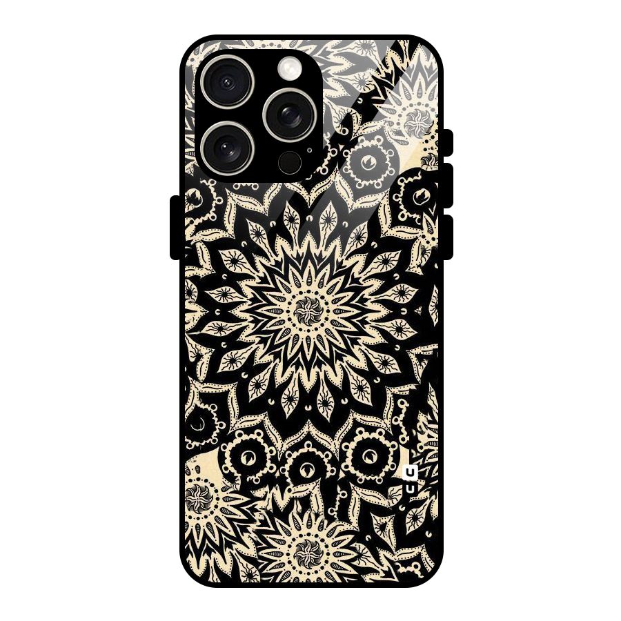Golden Mandala Glass Back Case for iPhone 15 Pro Max