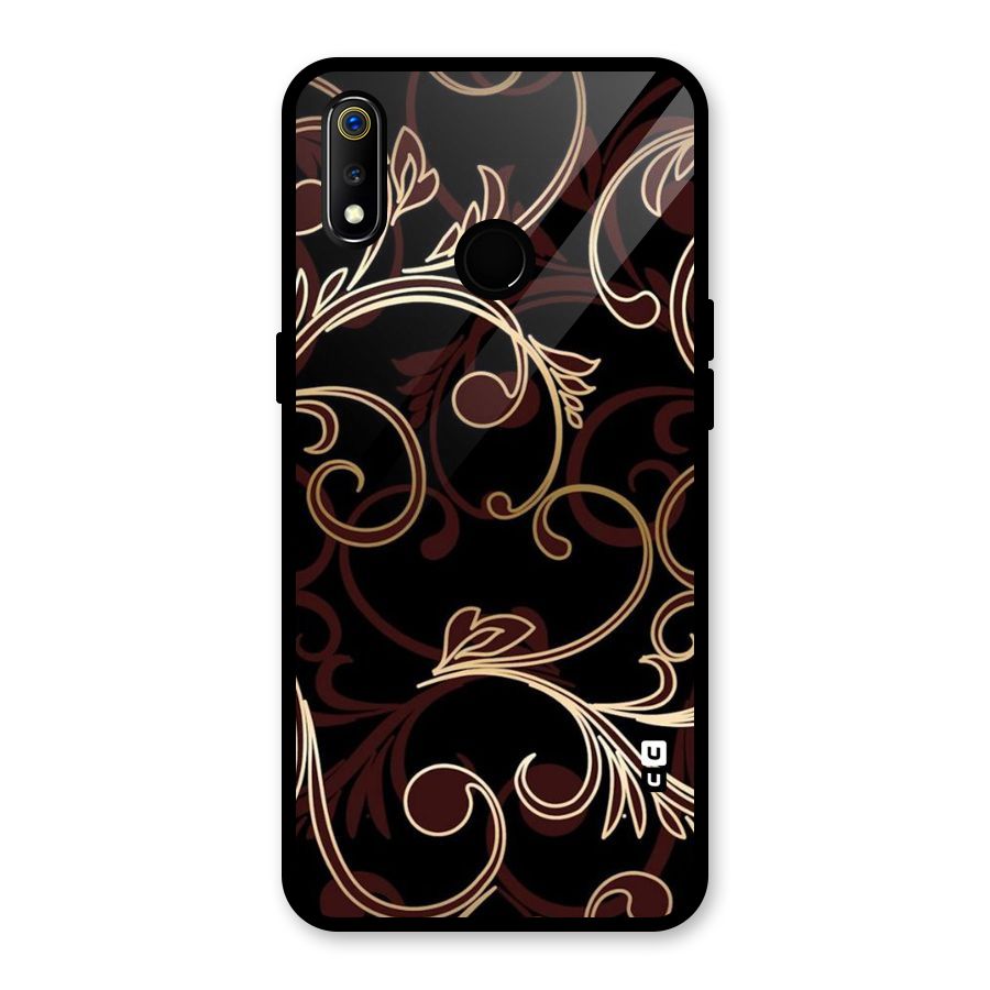 Golden Maroon Beauty Glass Back Case for Realme 3i