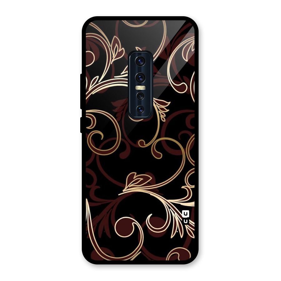 Golden Maroon Beauty Glass Back Case for Vivo V17 Pro