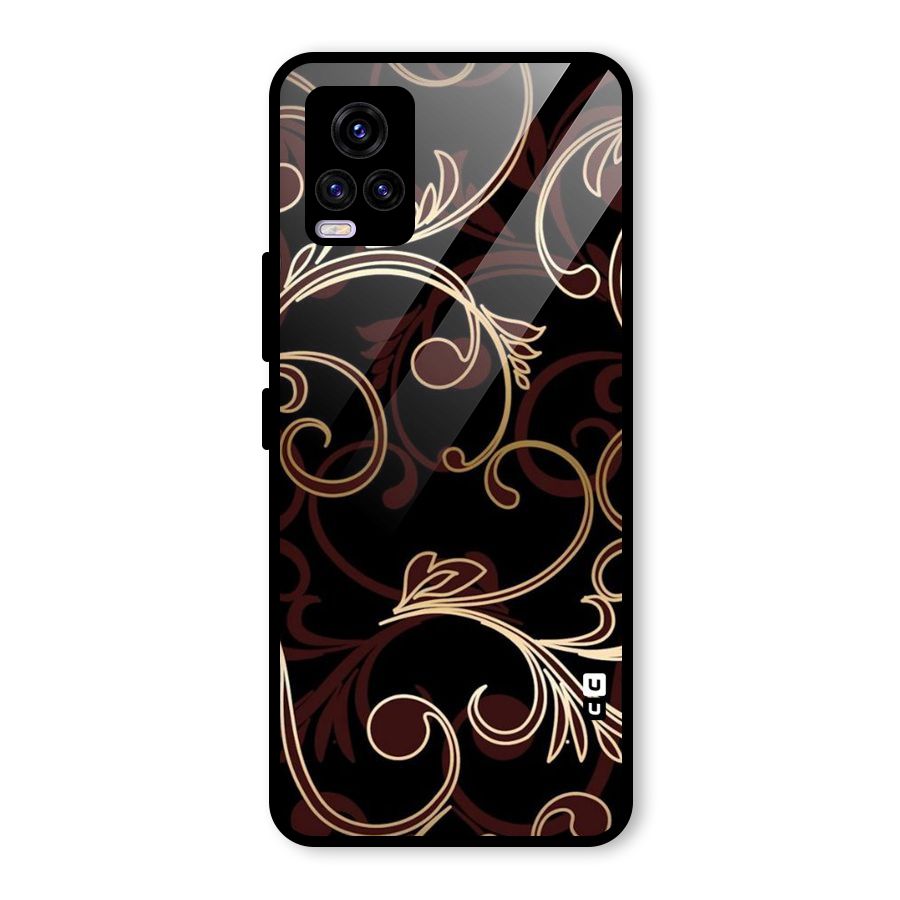 Golden Maroon Beauty Glass Back Case for Vivo V20 2021
