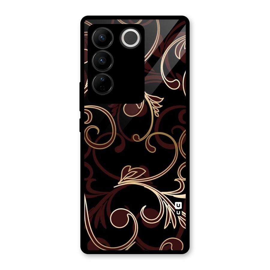 Golden Maroon Beauty Glass Back Case for Vivo V27