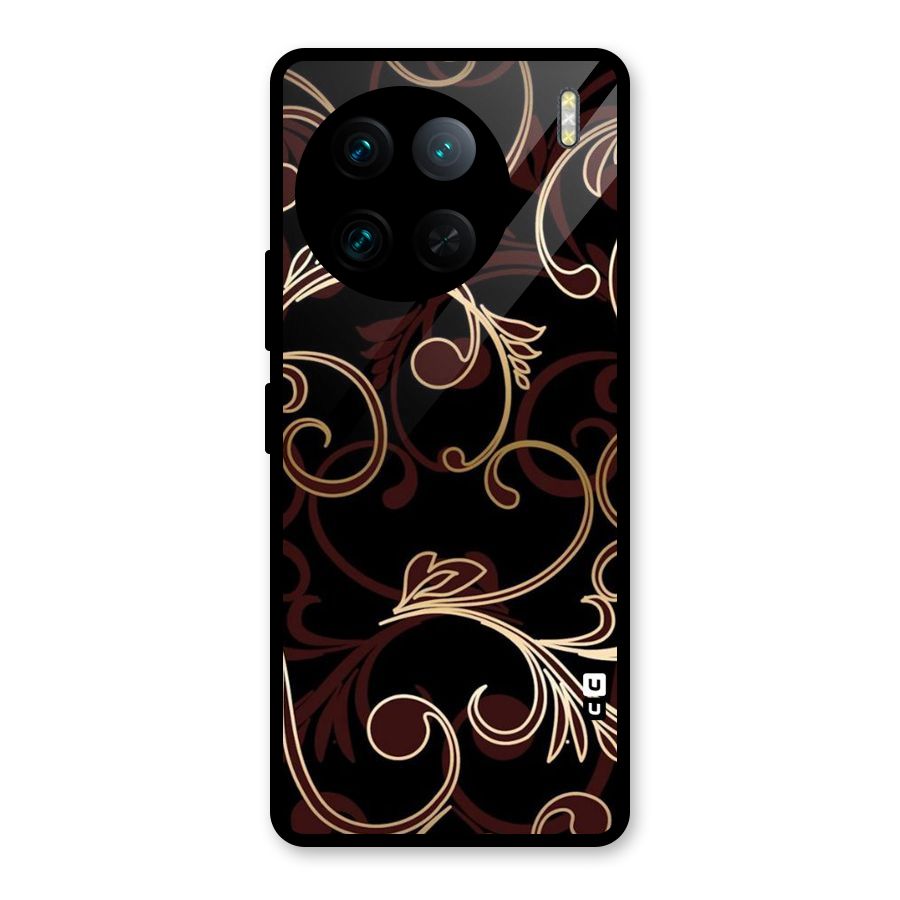 Golden Maroon Beauty Glass Back Case for Vivo X90 Pro