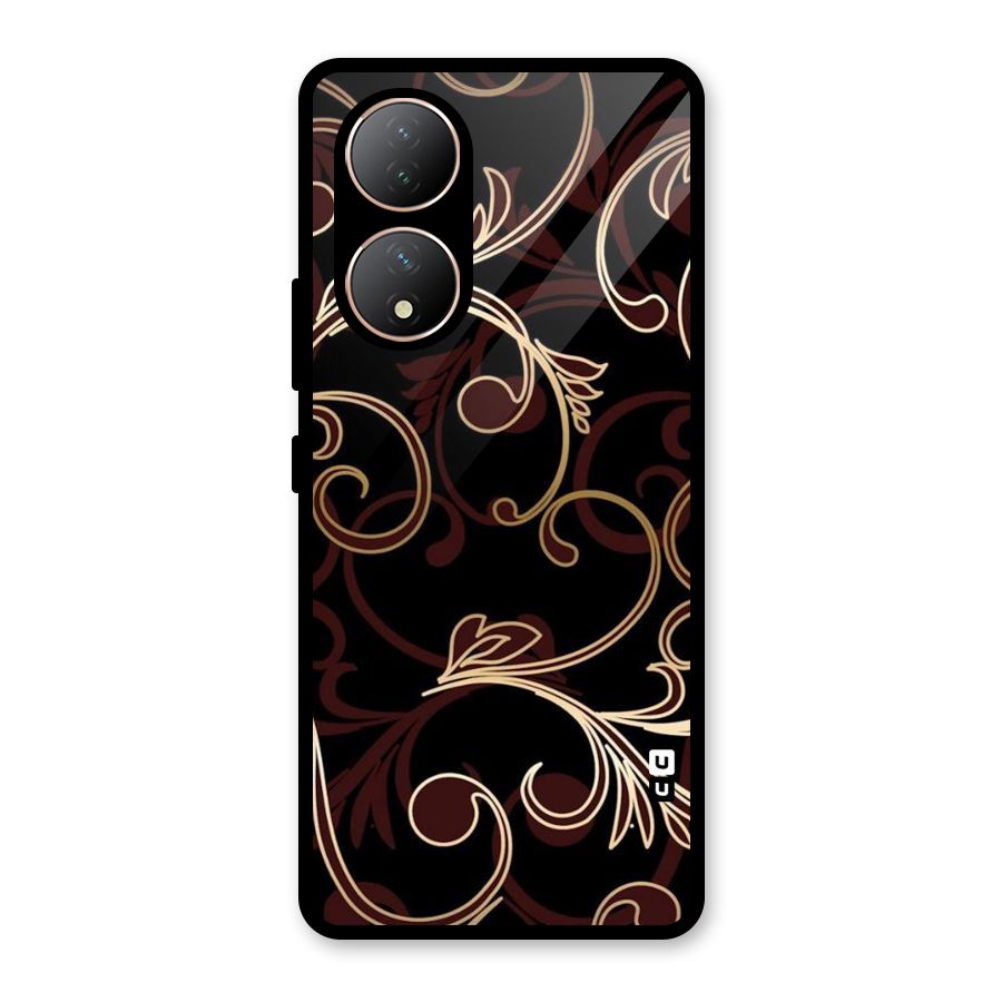 Golden Maroon Beauty Glass Back Case for Vivo Y100A