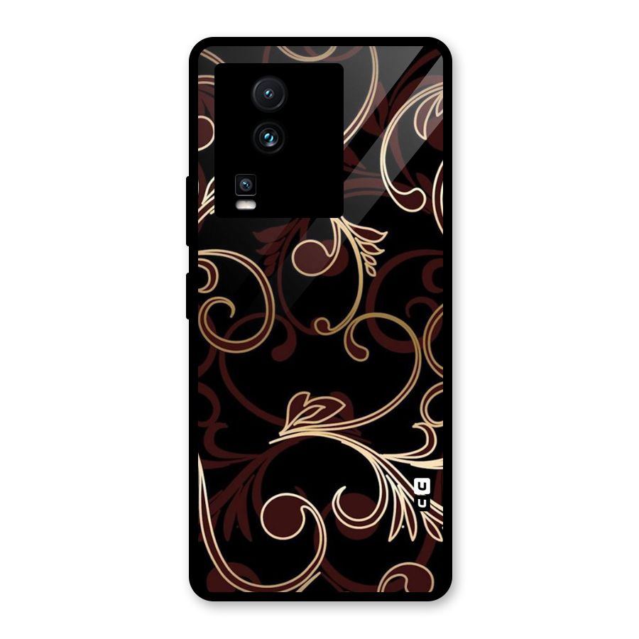 Golden Maroon Beauty Glass Back Case for Vivo iQOO Neo 7 Pro