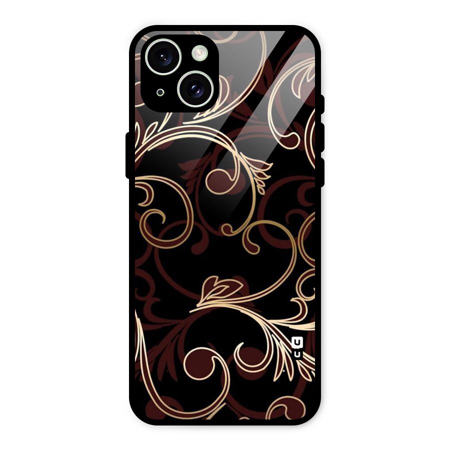 Golden Maroon Beauty Glass Back Case for iPhone 15 Plus