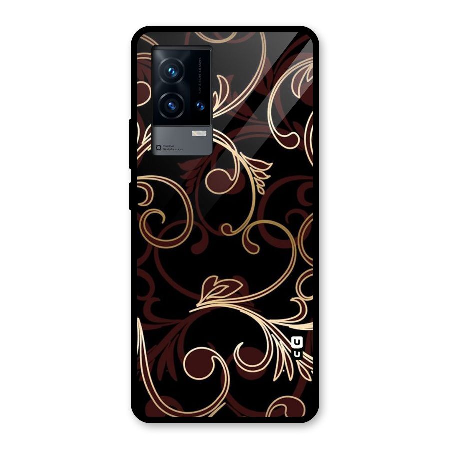 Golden Maroon Beauty Glass Back Case for iQOO 9 5G