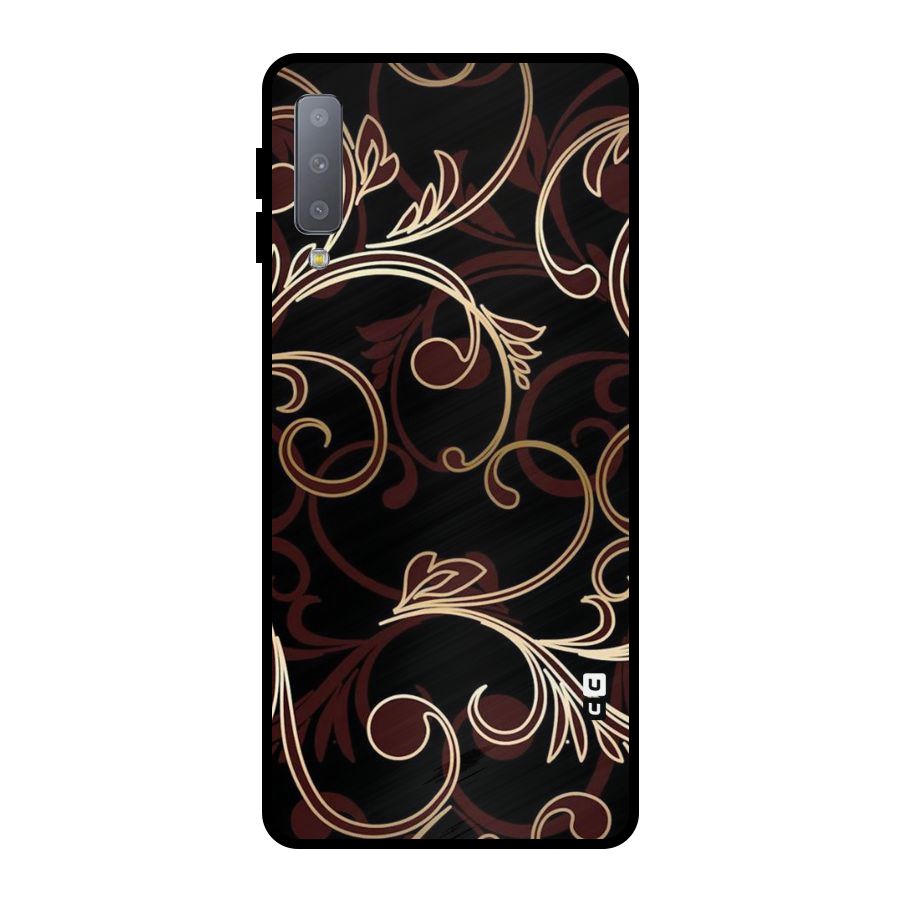 Golden Maroon Beauty Metal Back Case for Galaxy A7 (2018)