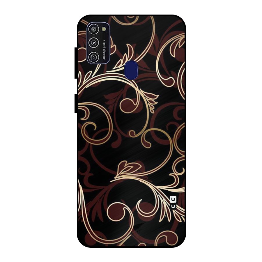 Golden Maroon Beauty Metal Back Case for Galaxy M21