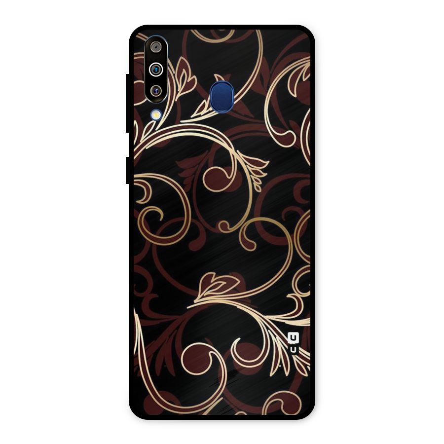 Golden Maroon Beauty Metal Back Case for Galaxy M30