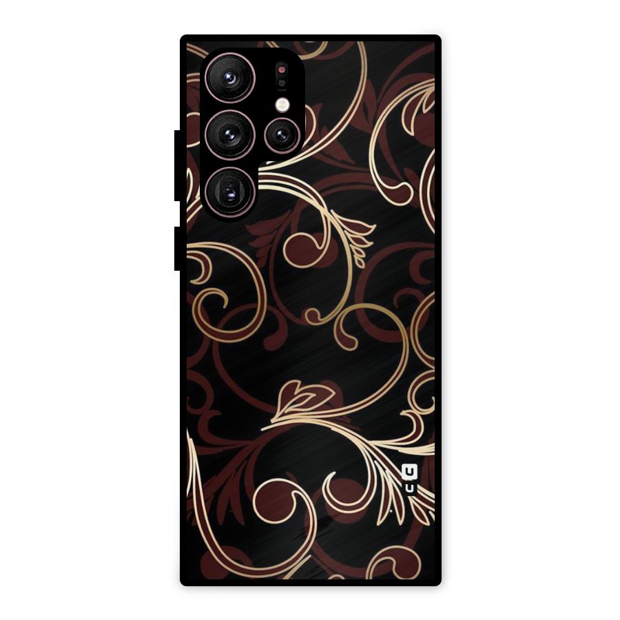Golden Maroon Beauty Metal Back Case for Galaxy S22 Ultra 5G