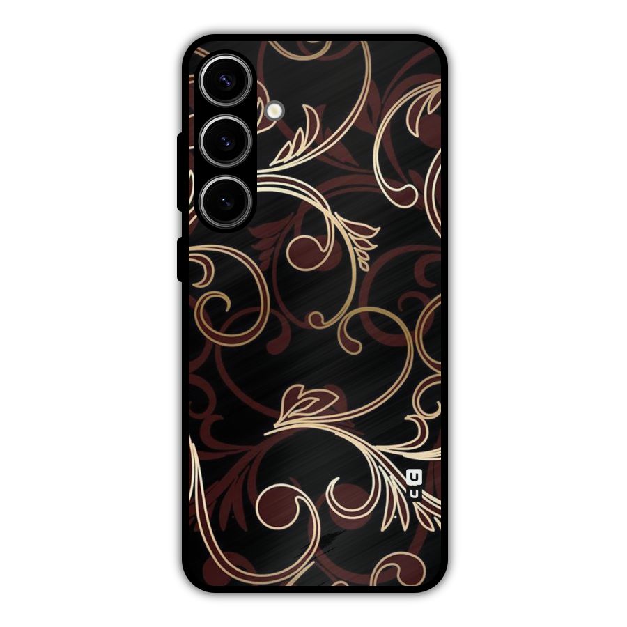 Golden Maroon Beauty Metal Back Case for Galaxy S24 Plus