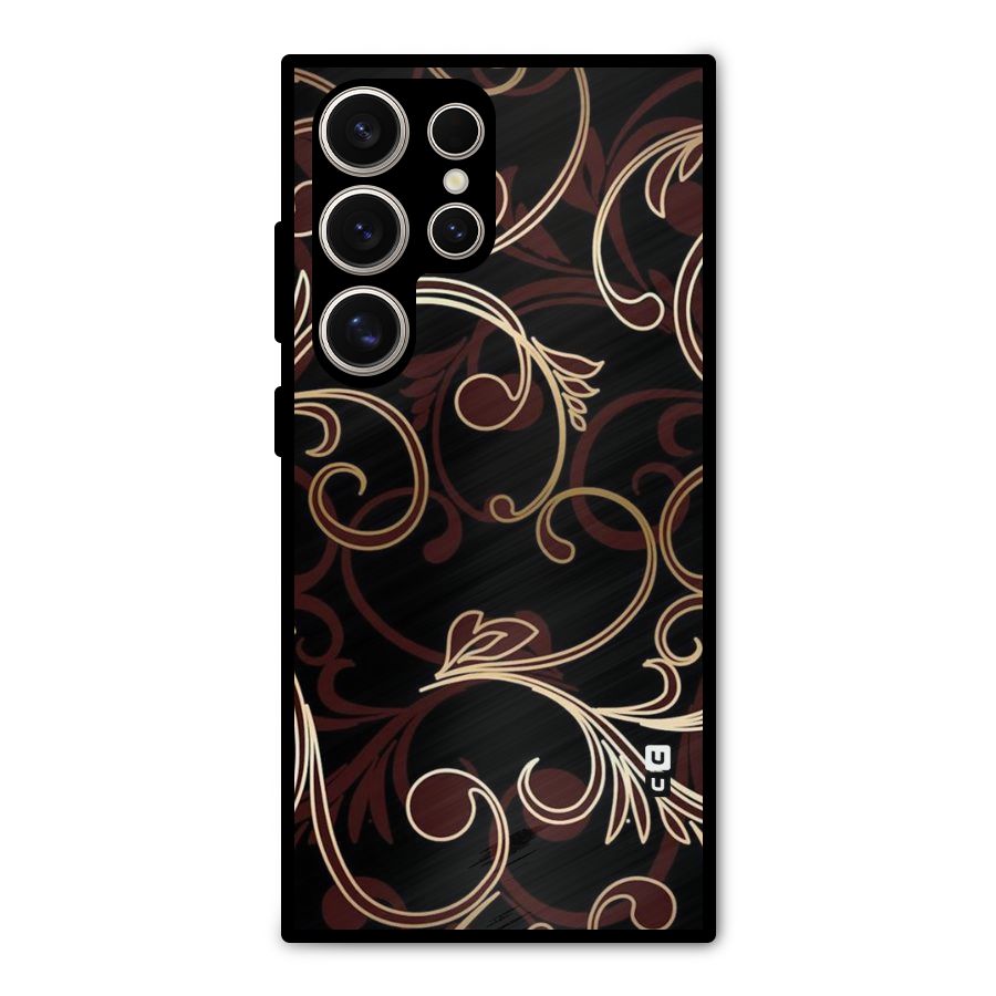 Golden Maroon Beauty Metal Back Case for Galaxy S24 Ultra