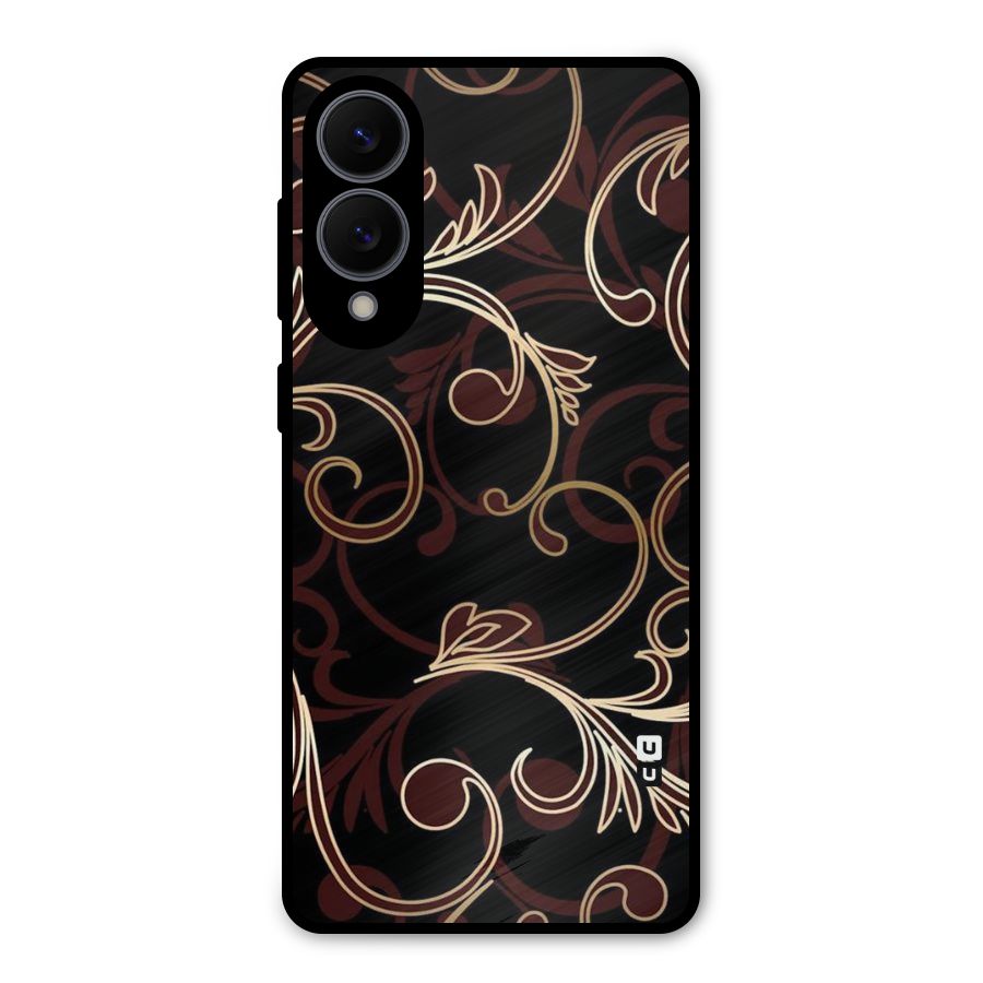 Golden Maroon Beauty Metal Back Case for Galaxy S25 Edge