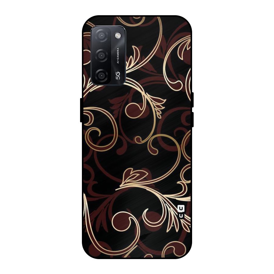 Golden Maroon Beauty Metal Back Case for Oppo A53s 5G