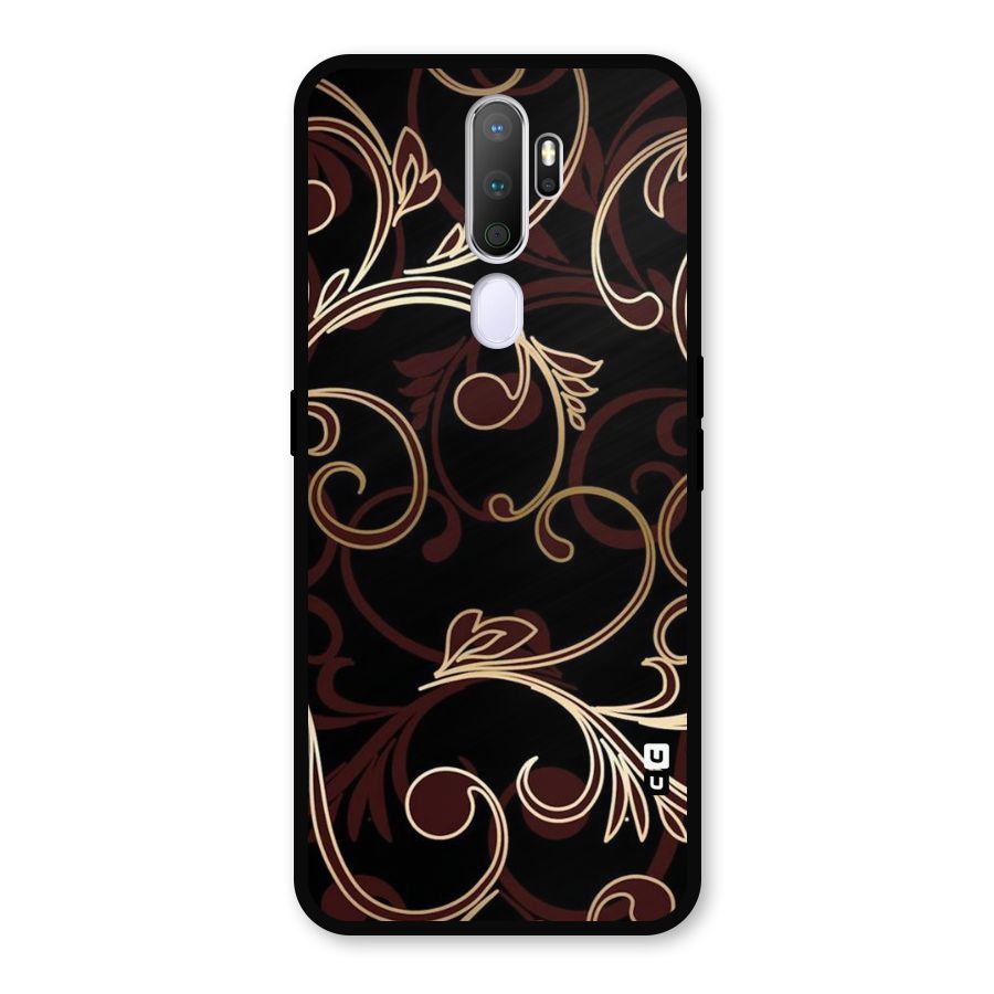 Golden Maroon Beauty Metal Back Case for Oppo A9 (2020)