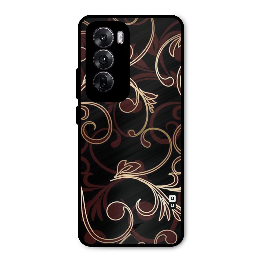 Golden Maroon Beauty Metal Back Case for Oppo Reno12
