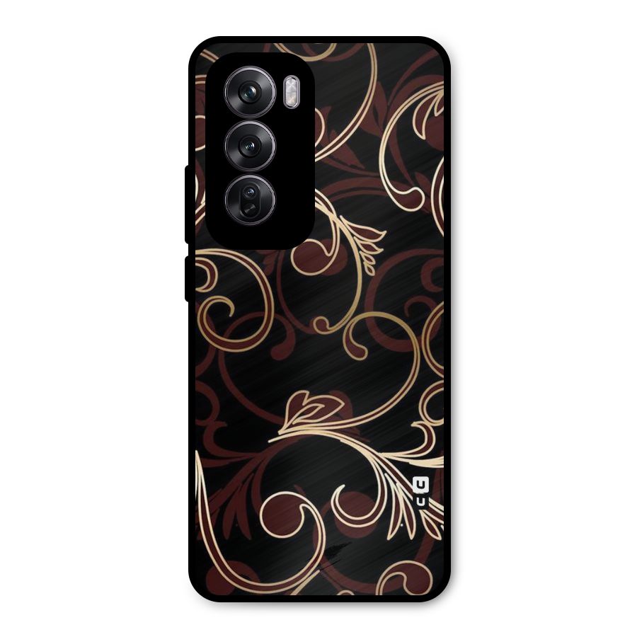 Golden Maroon Beauty Metal Back Case for Oppo Reno12 Pro