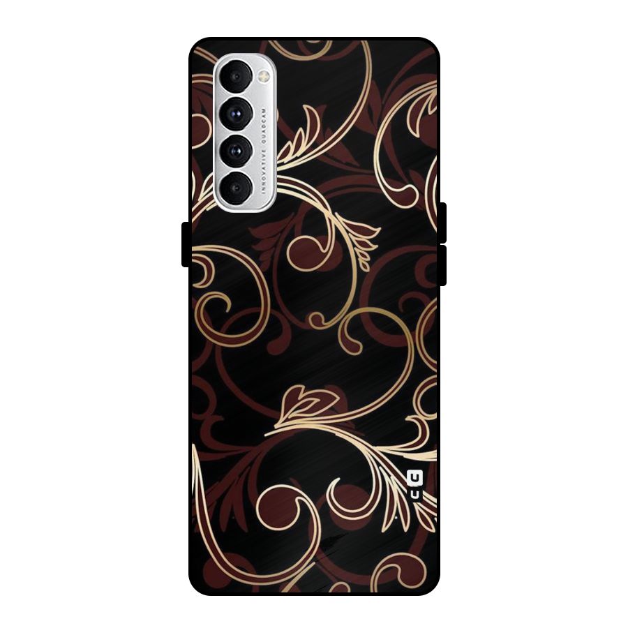 Golden Maroon Beauty Metal Back Case for Oppo Reno4 Pro