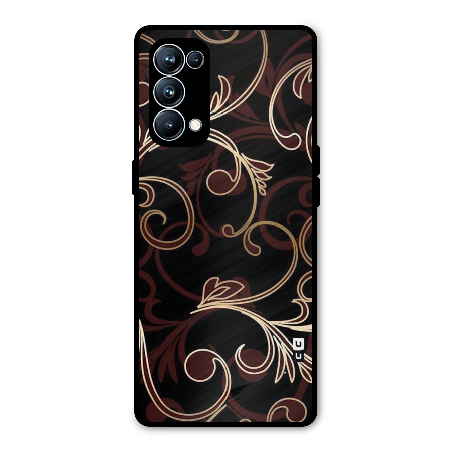 Golden Maroon Beauty Metal Back Case for Oppo Reno5 Pro 5G