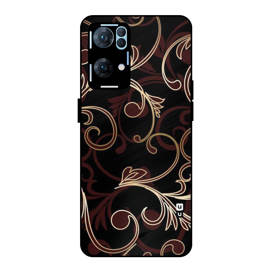 Golden Maroon Beauty Metal Back Case for Oppo Reno7 Pro 5G