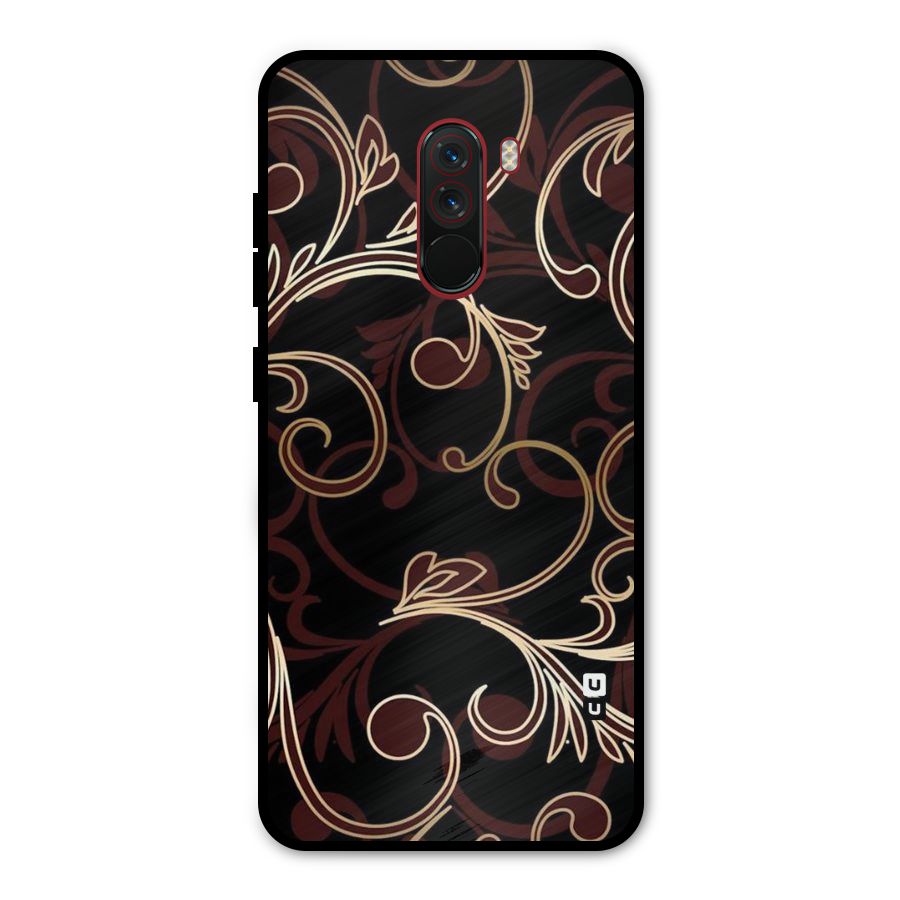 Golden Maroon Beauty Metal Back Case for Poco F1