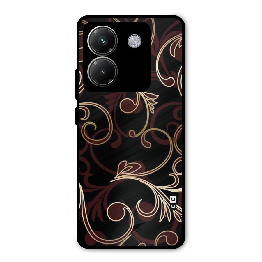 Golden Maroon Beauty Metal Back Case for Poco M7 Pro 5G