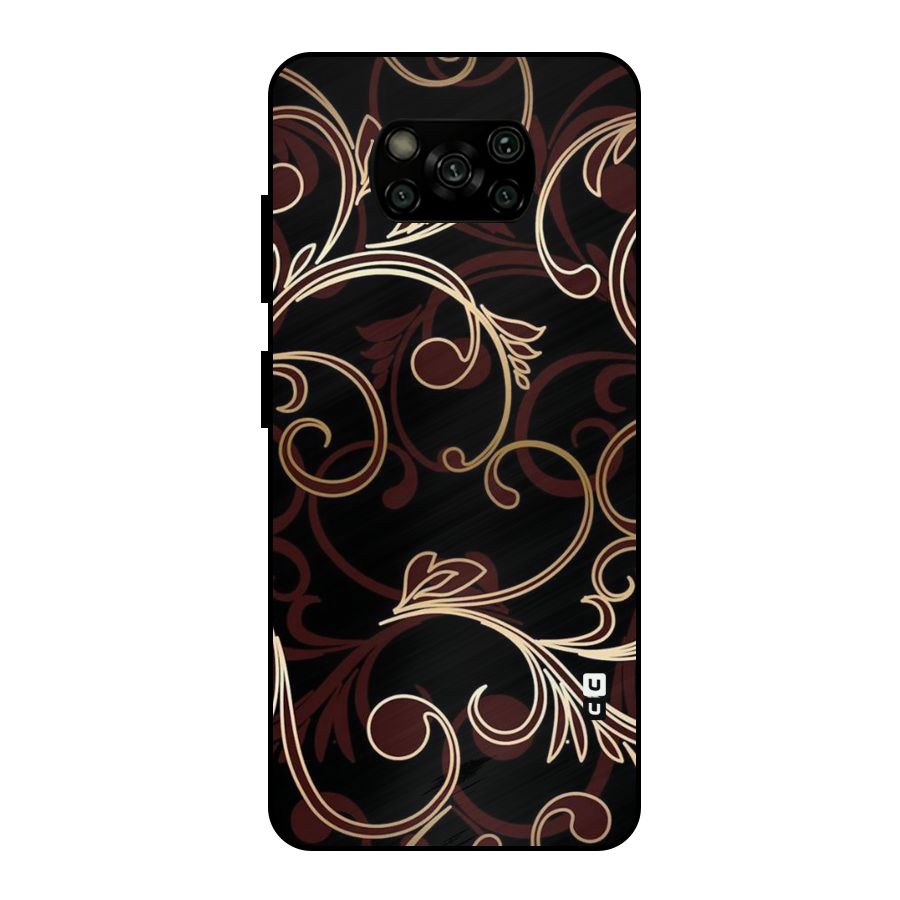 Golden Maroon Beauty Metal Back Case for Poco X3