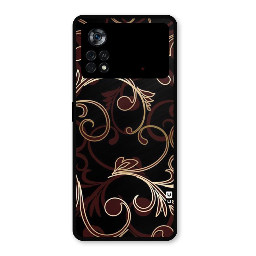 Golden Maroon Beauty Metal Back Case for Poco X4 Pro 5G