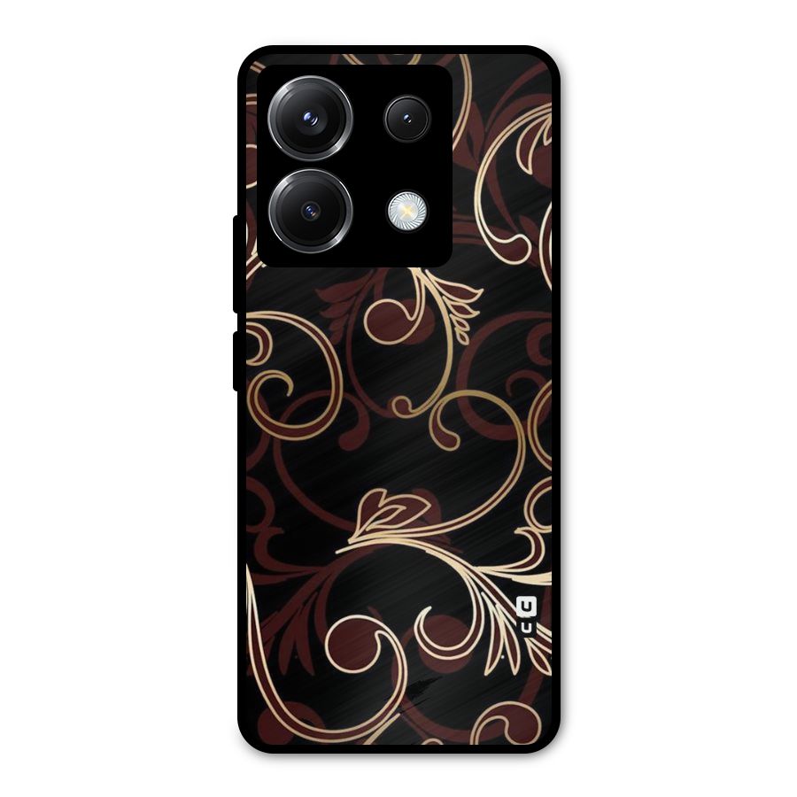 Golden Maroon Beauty Metal Back Case for Poco X6