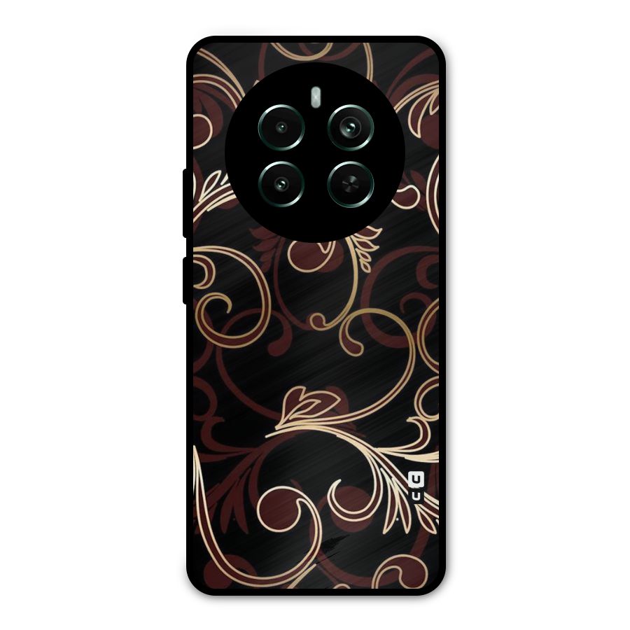 Golden Maroon Beauty Metal Back Case for Realme 12 Pro Plus