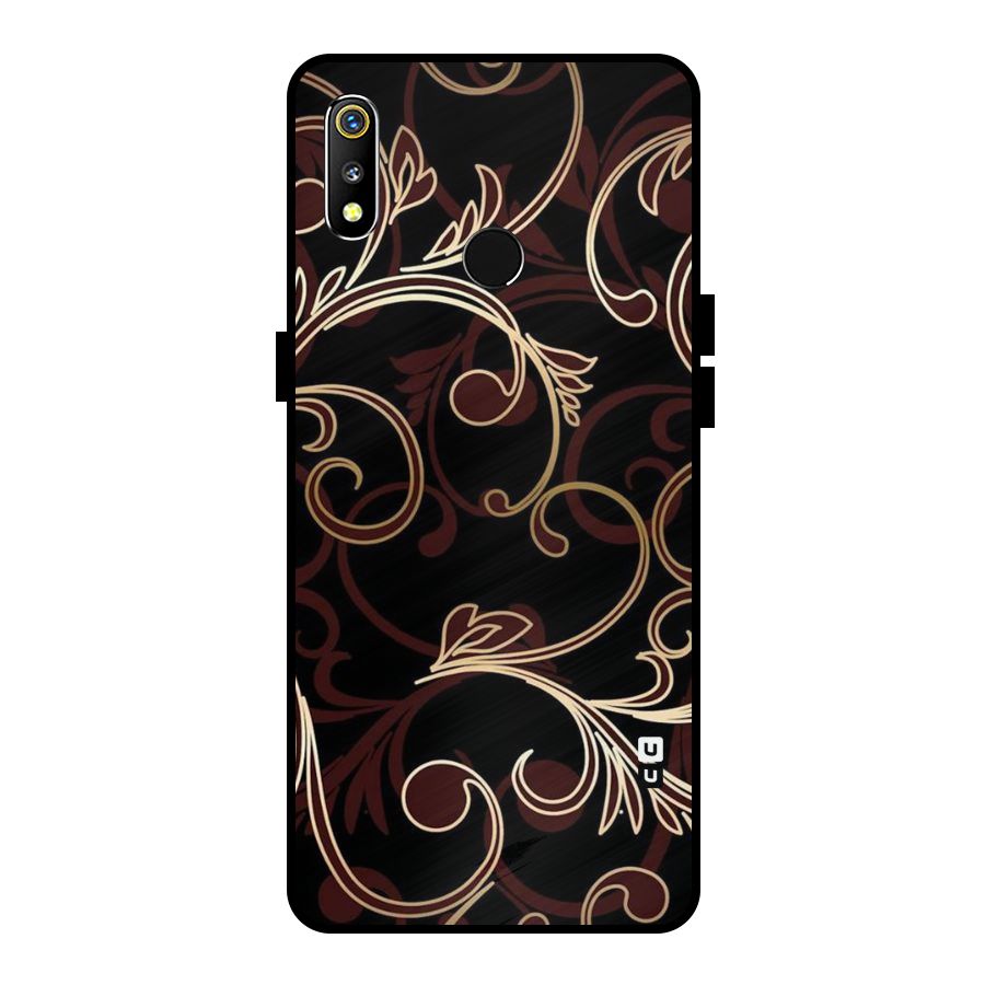 Golden Maroon Beauty Metal Back Case for Realme 3i