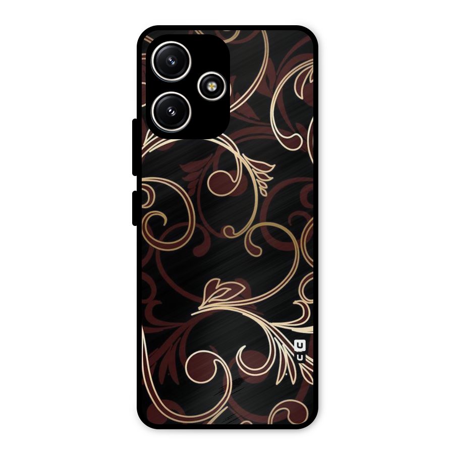 Golden Maroon Beauty Metal Back Case for Redmi 12 5G