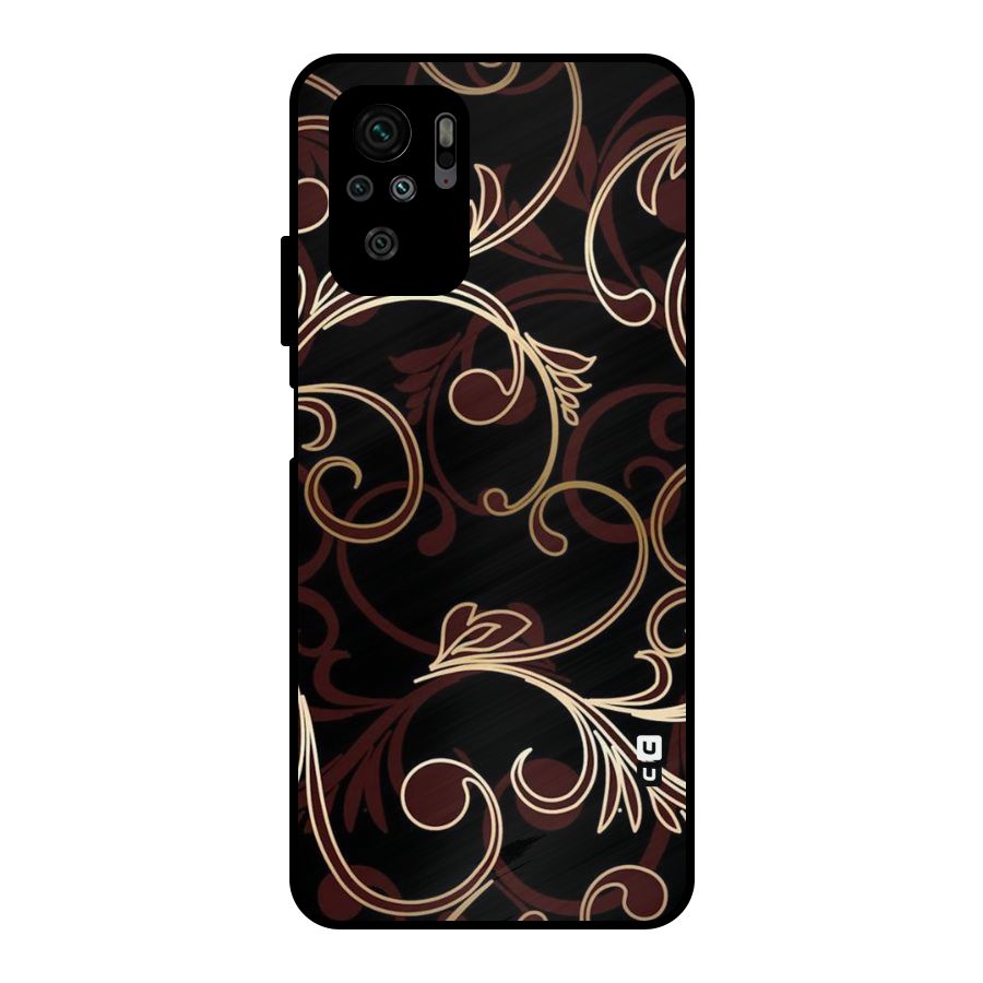 Golden Maroon Beauty Metal Back Case for Redmi Note 10S