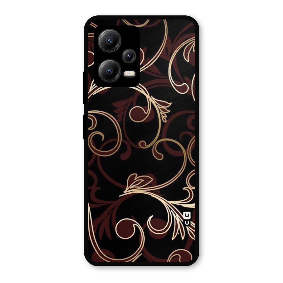 Golden Maroon Beauty Metal Back Case for Redmi Note 12 5G