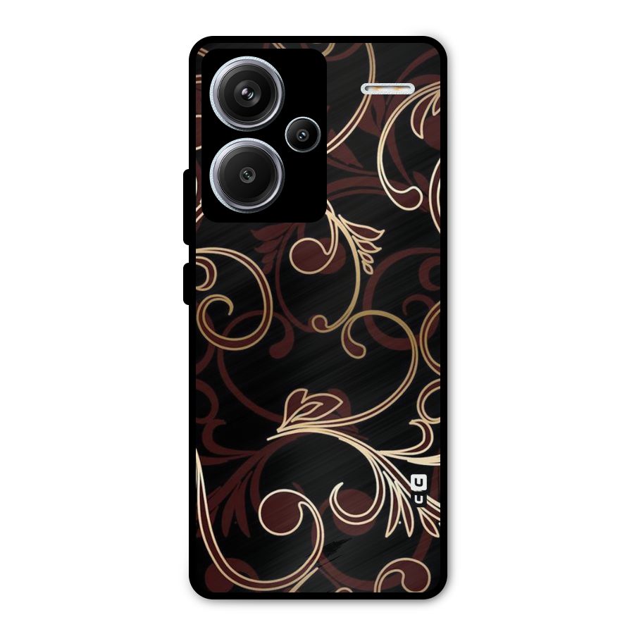 Golden Maroon Beauty Metal Back Case for Redmi Note 13 Pro Plus
