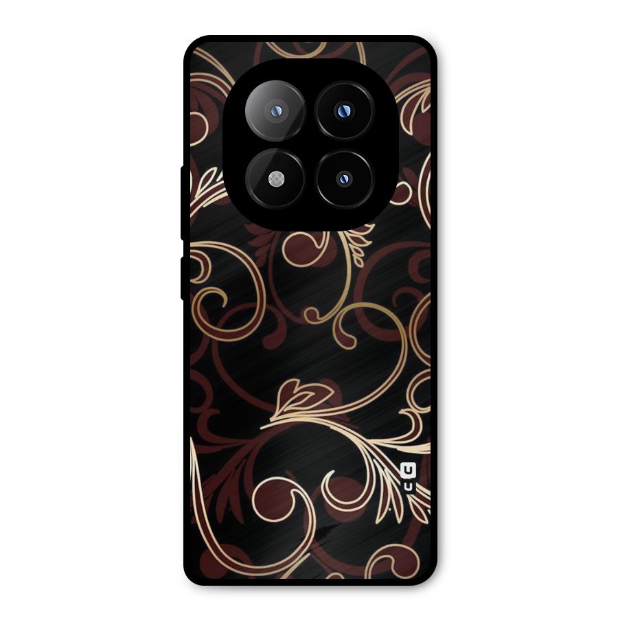 Golden Maroon Beauty Metal Back Case for Redmi Note 14 Pro Plus 5G