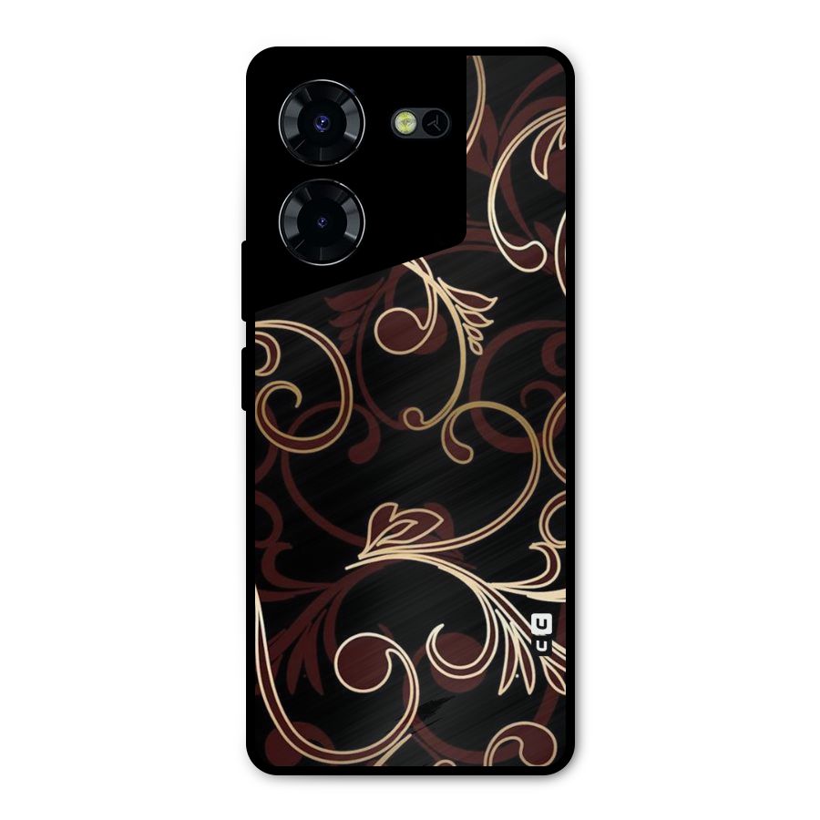 Golden Maroon Beauty Metal Back Case for Tecno Pova 5 Pro 5G