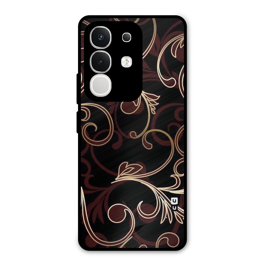 Golden Maroon Beauty Metal Back Case for Vivo T4x