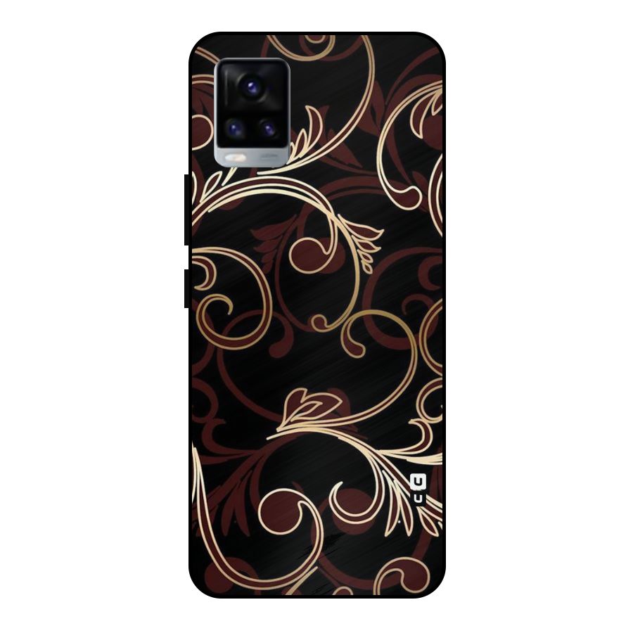 Golden Maroon Beauty Metal Back Case for Vivo V20 2021