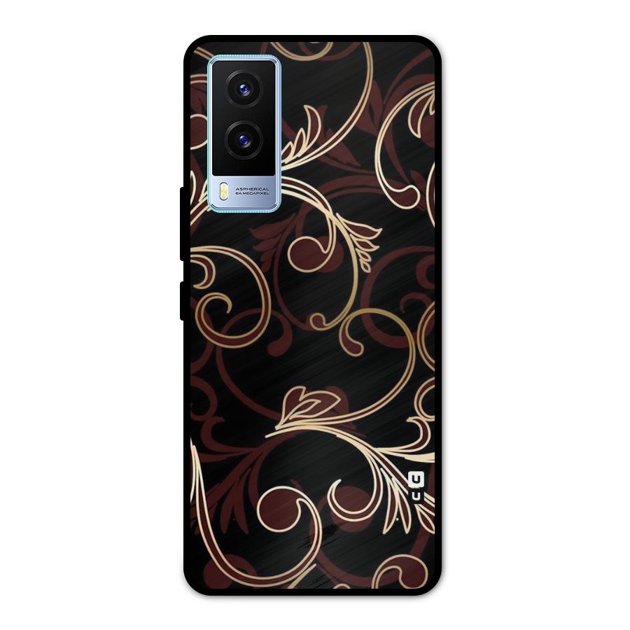 Golden Maroon Beauty Metal Back Case for Vivo V21e 5G