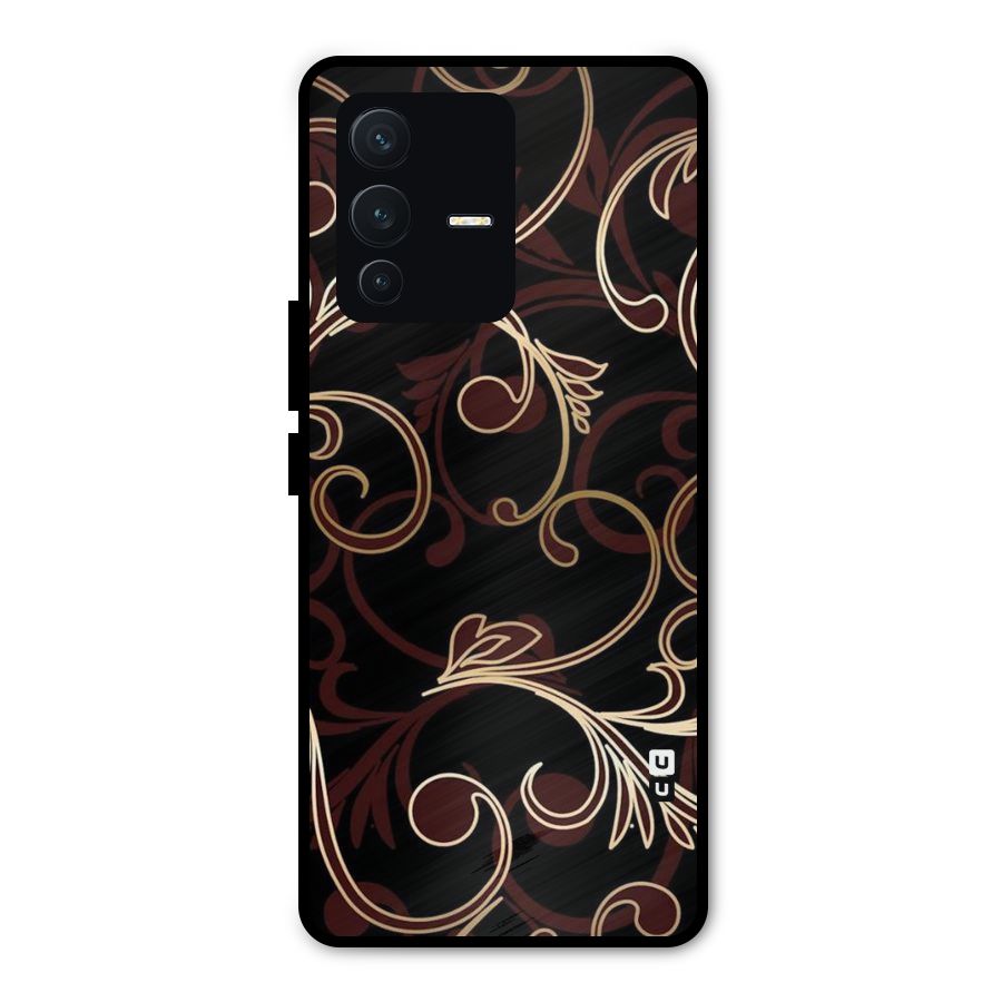 Golden Maroon Beauty Metal Back Case for Vivo V23 Pro