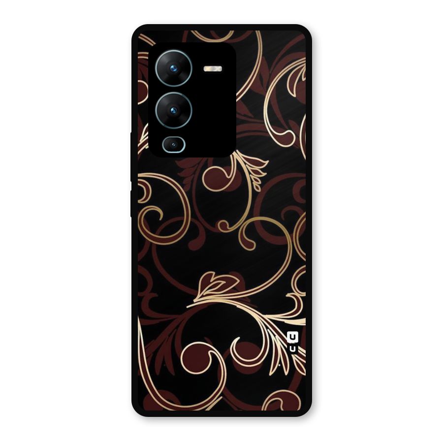 Golden Maroon Beauty Metal Back Case for Vivo V25 Pro