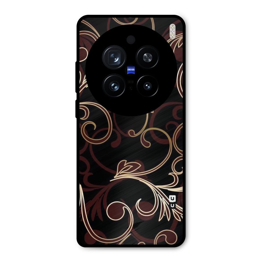 Golden Maroon Beauty Metal Back Case for Vivo X200 Pro