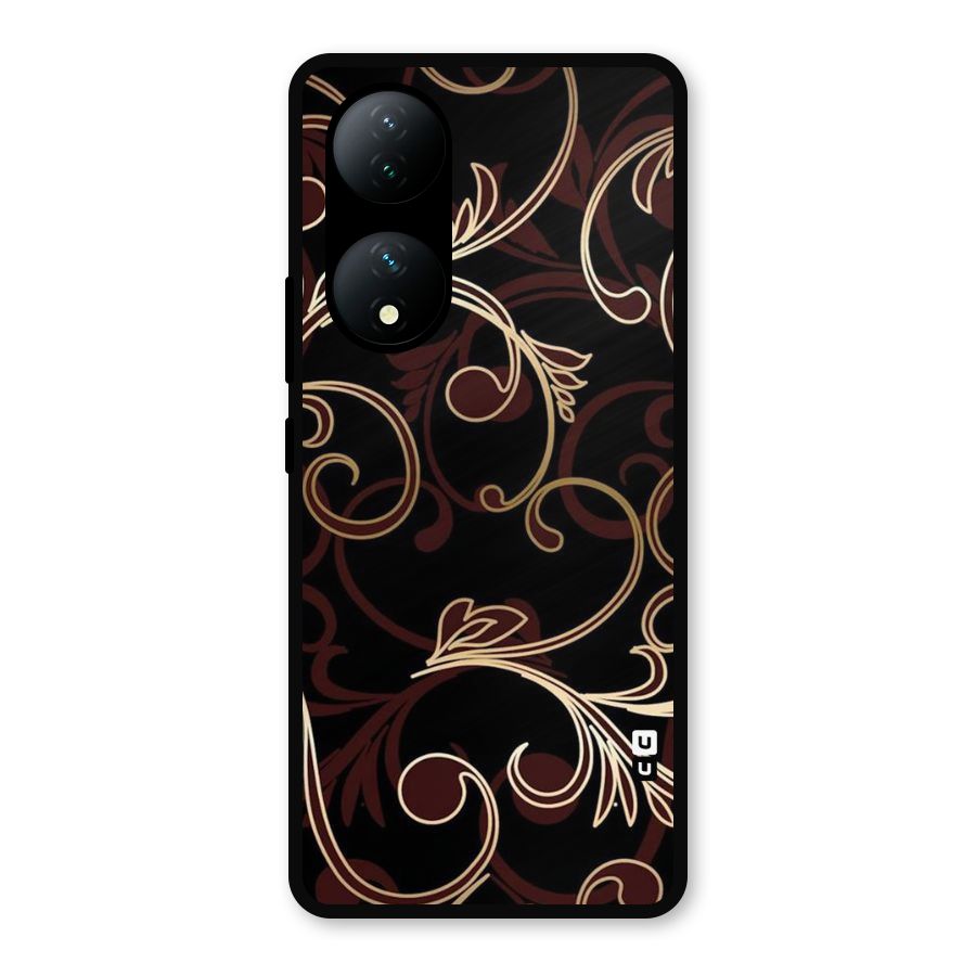 Golden Maroon Beauty Metal Back Case for Vivo Y100a