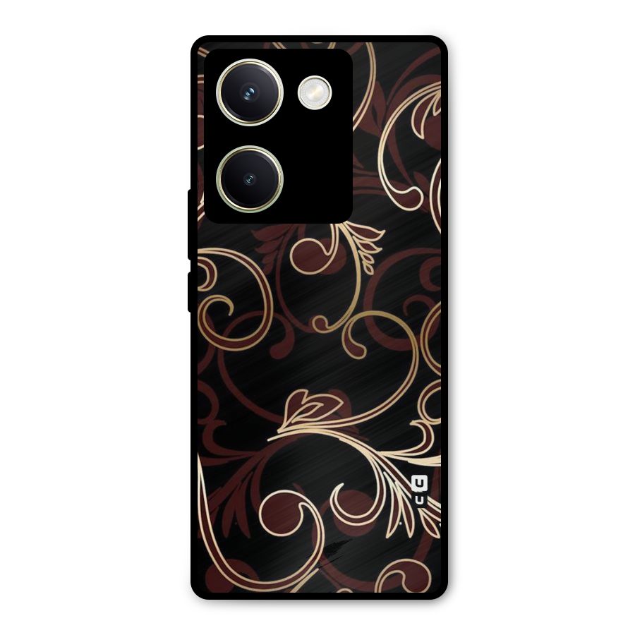 Golden Maroon Beauty Metal Back Case for Vivo Y200 Pro