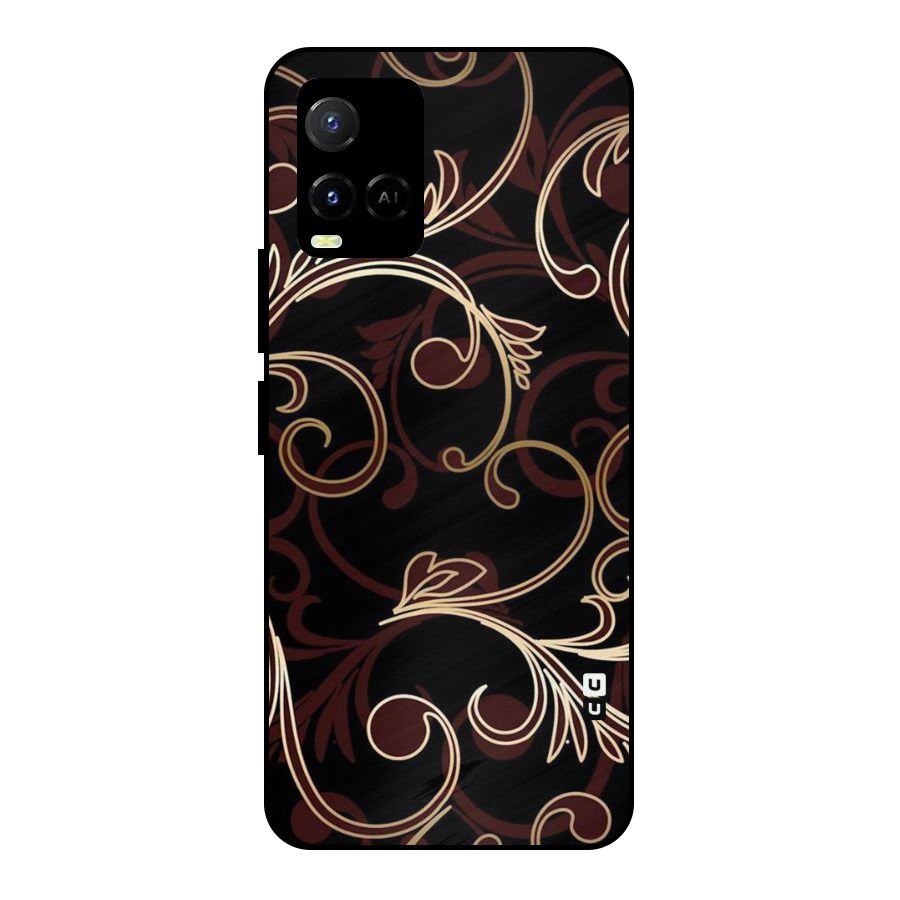 Golden Maroon Beauty Metal Back Case for Vivo Y21A