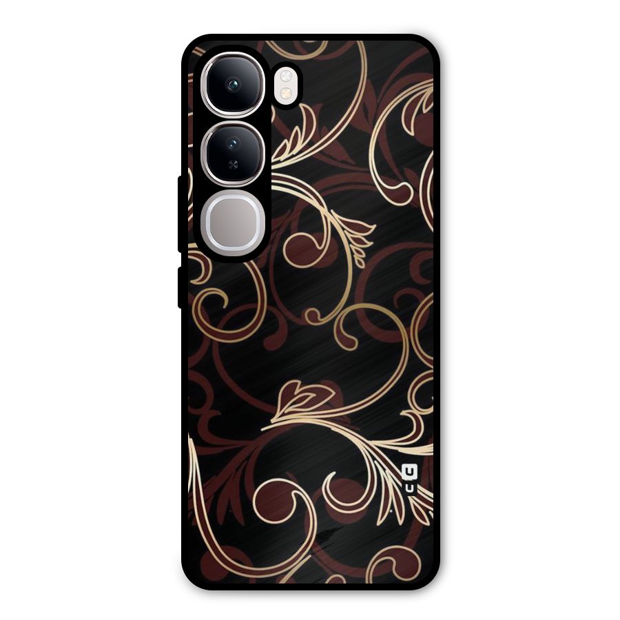 Golden Maroon Beauty Metal Back Case for Vivo Y300