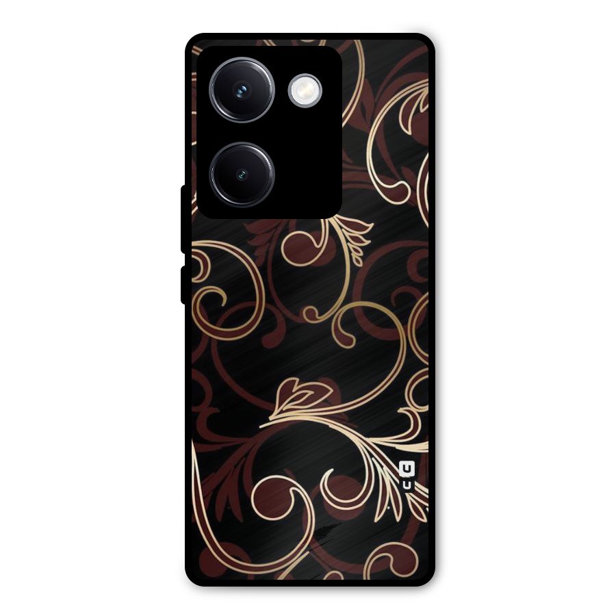 Golden Maroon Beauty Metal Back Case for Vivo Y300 Plus