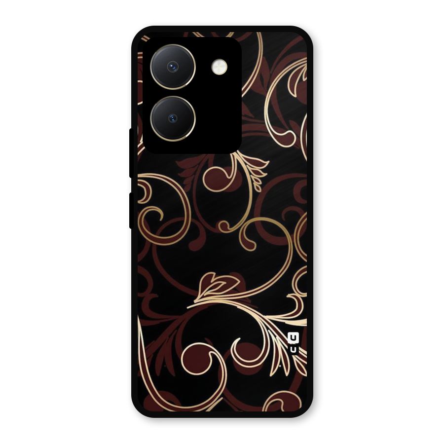 Golden Maroon Beauty Metal Back Case for Vivo Y36